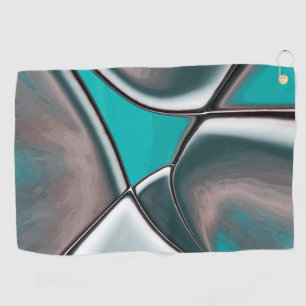 Curved and twisted old plate shapes beige to cyan golf towel