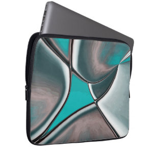 Curved and twisted old plate shapes beige to cyan  laptop sleeve