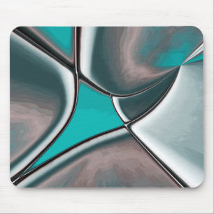 Curved and twisted old plate shapes beige to cyan mouse mat