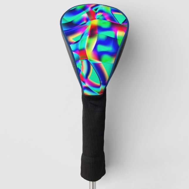 Curved and very colourful shapes, green prevails golf head cover (Front)