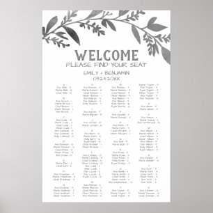 Curved Branch Silver Alphabetical Seating Chart