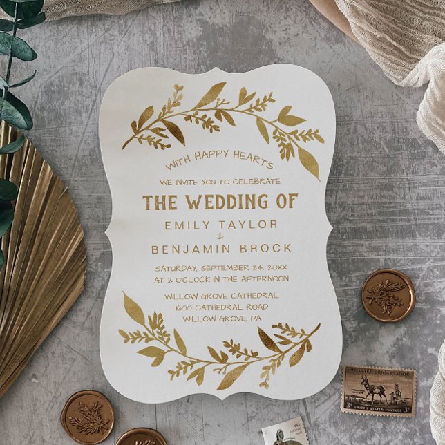 Curved Branches | Gold The Wedding Of Invitation (Creator Uploaded)