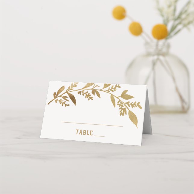 Curved Branches | Gold Wedding Place Card (Front)