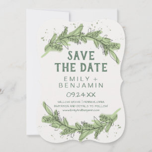 Curved Branches   Greenery Save the Date Card