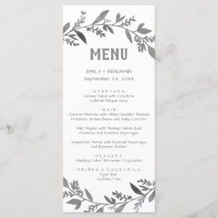 Curved Branches   Silver Dinner Menu Card