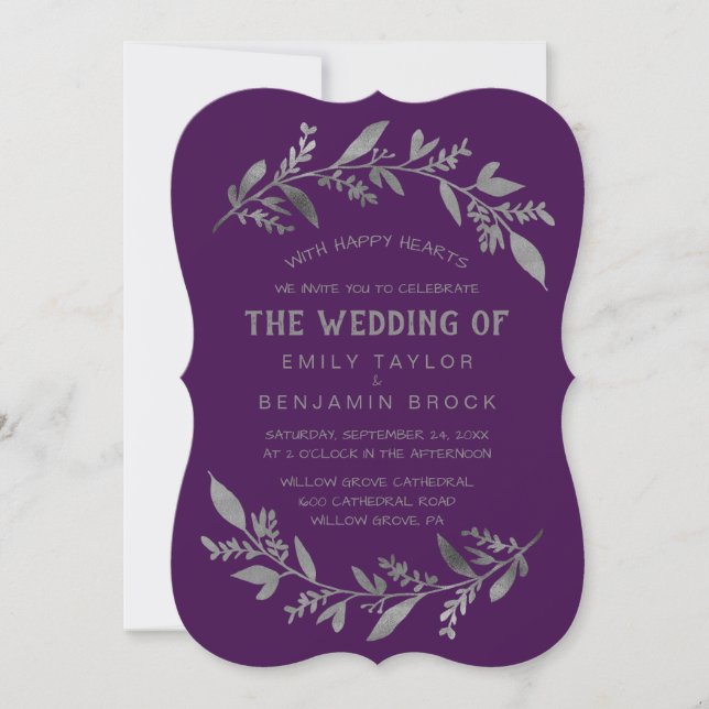 Curved Branches | Silver The Wedding Of Invitation (Front)