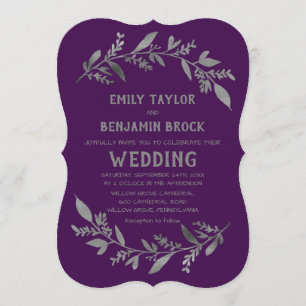 Curved Branches   Silver Wedding Invitation