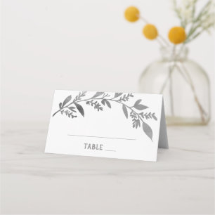 Curved Branches Silver Wedding Place Card