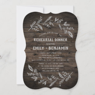 Curved Branches   Wooden Rehearsal Dinner Invitation