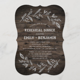 Curved Branches Wooden Rehearsal Dinner Invitation