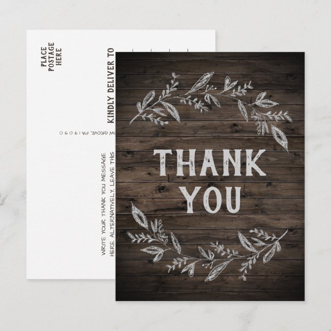 Curved Branches | Wooden Thank You Postcard (Front/Back)