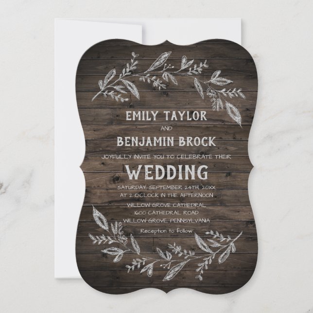 Curved Branches | Wooden Wedding Invitation (Front)
