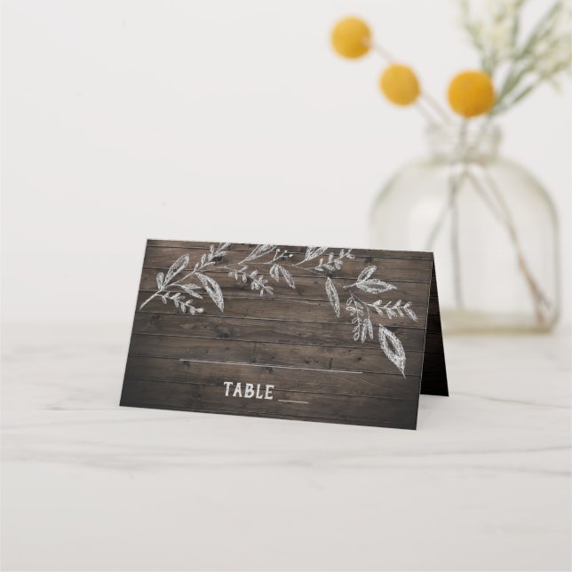 Curved Branches | Wooden Wedding Place Card (Front)