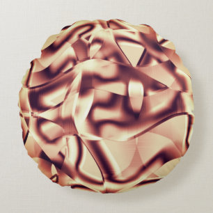 Curved brownish red or burgundy shapes, beige tone round cushion