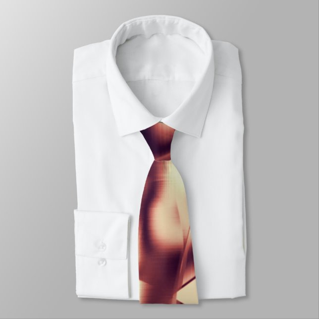 Curved brownish red or burgundy shapes, beige tone tie (Tied)