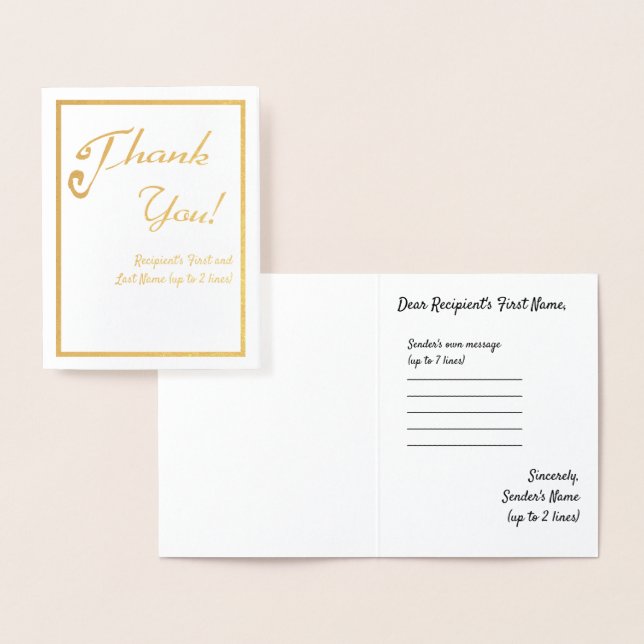Curved Brush Script I Personalised Thank You Gold Foil Card (Display)