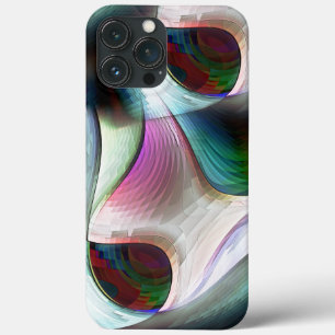 Curved chequerboard shapes in almost chrome colour iPhone 13 pro max case