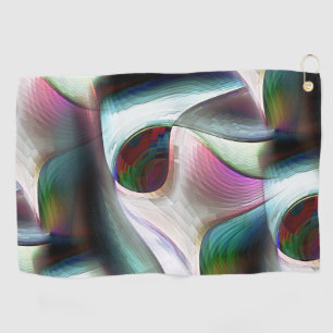 Curved chequerboard shapes in almost chrome colour golf towel