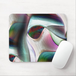 Curved chequerboard shapes in almost chrome colour mouse mat