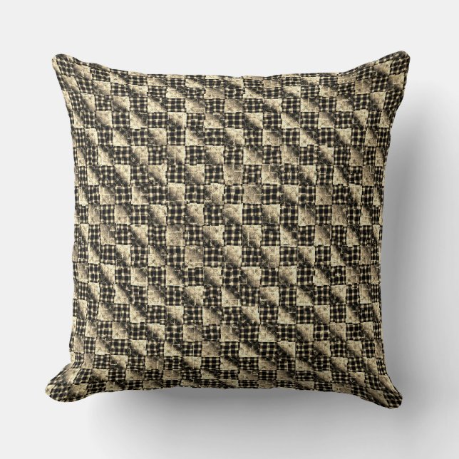Curved chess squares exposed to destructive mosaic cushion (Front)
