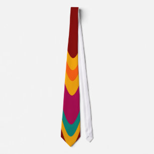 Curved Colourful Rainbow Abstract Retro Art Deco Tie
