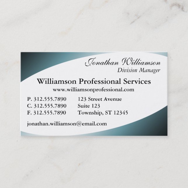 Curved Corners Blue Business Cards (Front)