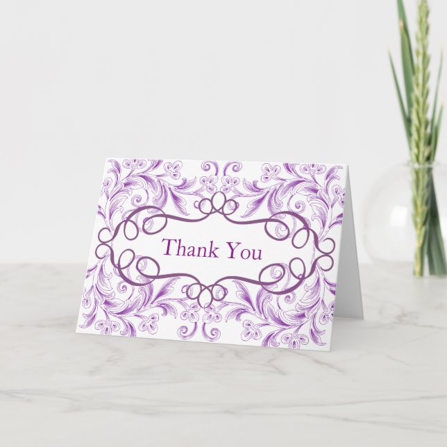 Curved Flowers Purple Background Thank You (Front)