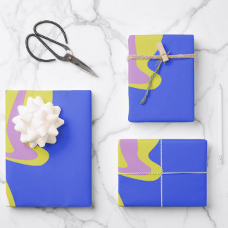 Curved Flowing Lines in a Layered Abstract Pattern Wrapping Paper Sheet