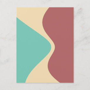 Curved Geometric Shapes Green Brown Postcard