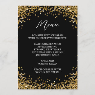 Curved Gold Glitter Black Menu