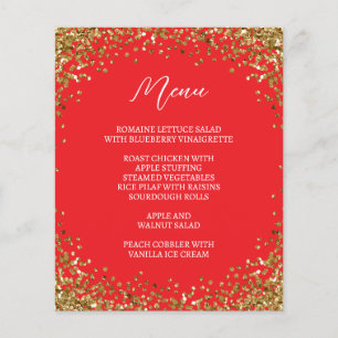 Curved Gold Glitter Red Menu