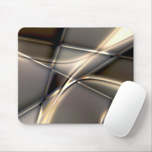 Curved golden strokes and twisted squares on sepia mouse mat