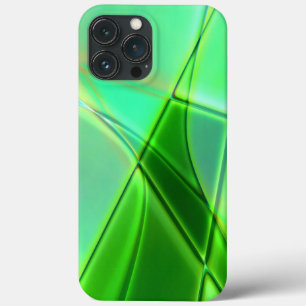 Curved green geometric shapes with deep contours   iPhone 13 pro max case