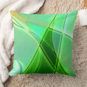 Curved green geometric shapes with deep contours cushion
