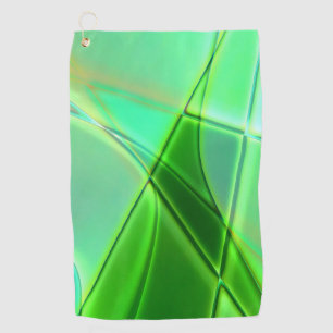 Curved green geometric shapes with deep contours golf towel