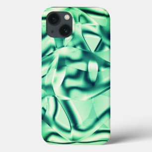 Curved green shapes of acrylic, showy mint shades iPhone 13 case