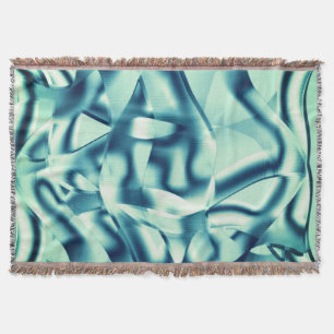 Curved greenish blue shapes, showy cyan tones throw blanket