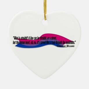 Curved Heart/Bi Pride Ceramic Tree Decoration