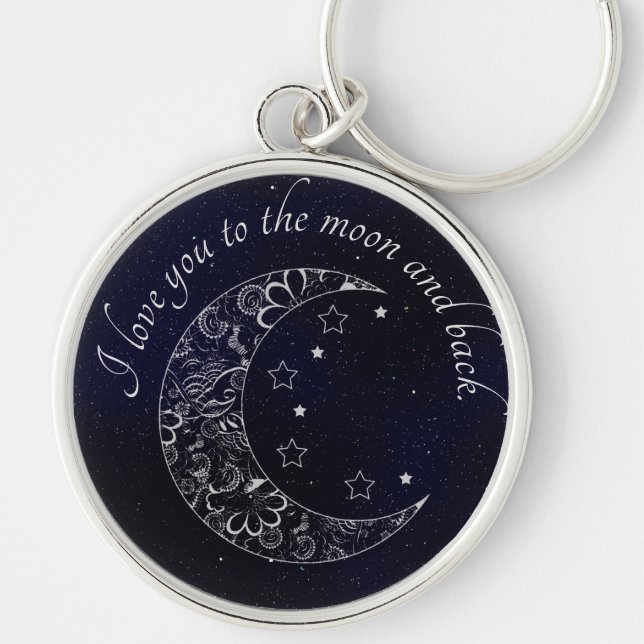 Curved  I Love You To The Moon and Back Key Ring (Front)