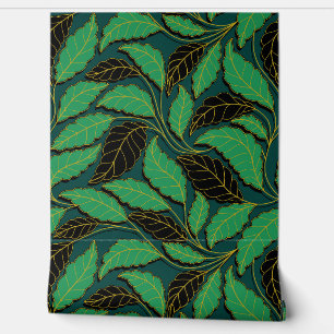 Curved lines Branches Leaves Black G622 Wallpaper