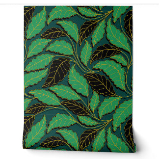 Curved lines Branches Leaves Black G622 Wallpaper