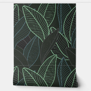 Curved lines Branches Leaves Black G625  Wallpaper