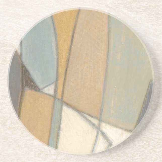 Curved Lines & Muted Earth Tones Coaster (Front)