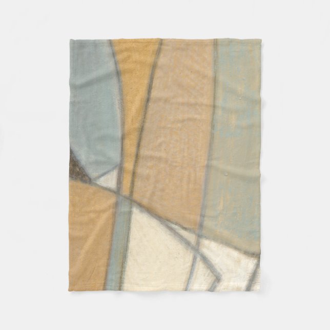 Curved Lines & Muted Earth Tones Fleece Blanket (Front)