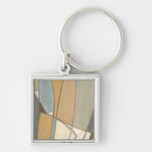 Curved Lines & Muted Earth Tones Key Ring (Front)