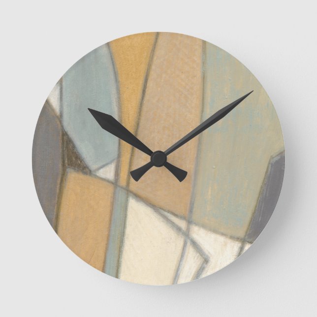 Curved Lines & Muted Earth Tones Round Clock (Front)