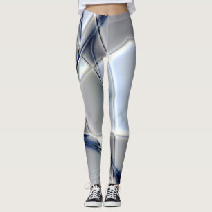Curved lines with blue chrome tone over squares leggings