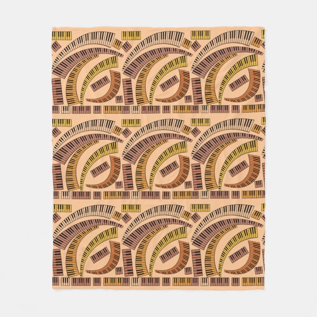 Curved Piano Keys Fleece Blanket (Front)