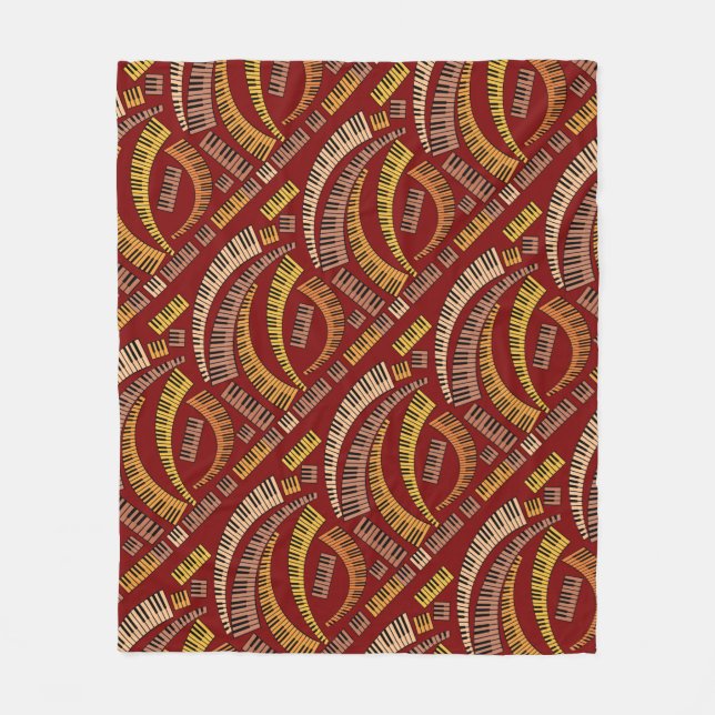 Curved Piano Keys Fleece Blanket (Front)