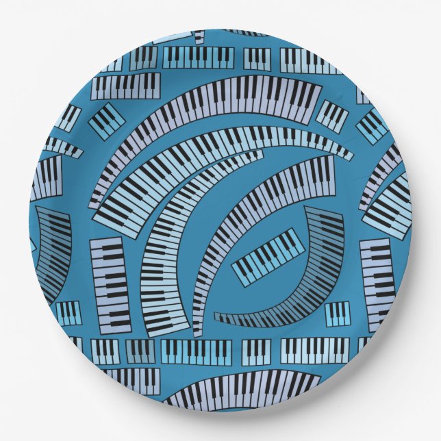 Curved Piano Keys Paper Plate (Front)